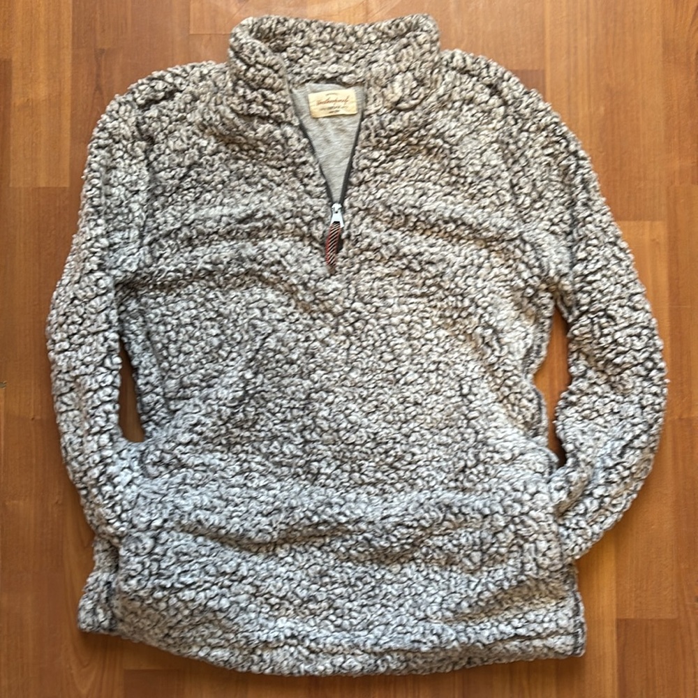 Weatherproof | Gray & White Fluffy Soft Pullover | Cozy Sweater With Pockets S